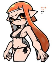 animal_humanoid anthro bikini cephalopod cephalopod_humanoid female female_only humanoid inkling inkling_girl kaori_(splatoon) mask_(marking) nintendo omoitukan2 pointy_ears pseudo_hair sideass small_breasts splatoon splatoon_(series) squid tentacle tentacle_hair