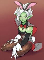 1girls breasts bunny_costume bunny_ears bunny_tail bunnysuit cleavage core_person dragon_ball dragon_ball_super dragon_ball_z female female_zamasu fishnet_pantyhose goddess green_skin pantyhose pointy_ears potara_earrings rule_63 spiky_hair super_saiyan super_saiyan_rose tagme teba_motoko zamasu