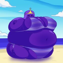 adventure_time alternate_version baughbee bikini blue_body blue_hair blue_skin blueberry_inflation inflation inflation_fetish princess_bubblegum round_body spherical_inflation sunken_head sunken_limbs tagme