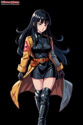 ai_generated black_background black_hair dragon_ball_z dressed gamarjobson latex mai_(dragon_ball)