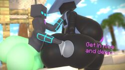 3d 3d_(artwork) ass_bigger_than_head ass_grab beach bikini breasts_bigger_than_head casual casual_nudity dumptruck_ass enderlady_(hbtheender) enderman enderwoman female hb_(hb_the_ender) hbtheender huge_ass huge_breasts hyper_ass hyper_breasts inner_sideboob minecraft mother_and_son public public_nudity sideass sideboob sling_bikini small_bikini sunscreen teasing