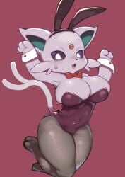 1girls 2023 big_breasts breasts bunny_ears cheek_tuft cute eeveelution espeon female female_only forehead_jewel furry furry_only generation_2_pokemon huge_breasts jumping looking_at_viewer navel_visible_through_clothes open_mouth paws pokémon_(species) pokemon pokemon_(species) pokemon_gsc ppawpads purple_body purple_fur purple_sclera simple_background stockings sweat tail tenyati tongue white_eyes