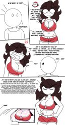 accurate_art_style annoyed blush christmas cleavage comic comic_page dialogue embarrassed huge_breasts jaiden jaiden_animations lewdyrewdy phone_screen short_shorts skimpy_clothes surprised thick_thighs unaware