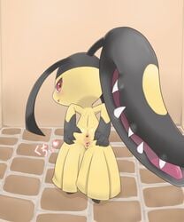 1girls :3 anus ass black_hair blush clitoris female female_only full_body hair heart hi_res humanoid japanese_text looking_at_viewer looking_back mawile nintendo nude pokemon pokemon_(species) pokemon_rse presenting pussy pussy_juice rear_view red_eyes sake_(pixiv) smile solo spread_anus spread_ass spread_pussy spreading standing teeth text tongue tongue_out translation_request uncensored urethra video_games