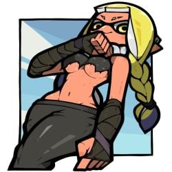 clothed female female_only inkling inkling_girl new_agent_3_(splatoon) nintendo no_bra no_underwear omoitukan2 pussy_window ripped_clothing splatoon splatoon_3 splatoon_3:_return_of_the_mammalians underboob