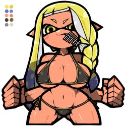 big_breasts bikini female female_only inkling inkling_girl new_agent_3_(splatoon) nintendo omoitukan2 sideass splatoon splatoon_3