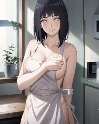 1girls ai_generated apron apron_only barely_clothed big_breasts blunt_bangs blush blush bob_cut boruto:_naruto_next_generations breasts cleavage embarrassed female female_only fossillight functionally_nude housewife huge_breasts hyuuga_hinata indoors kitchen light-skinned_female light_skin looking_at_viewer mature mature_female milf mostly_nude nai_diffusion naked_apron naruto naruto_(series) oppai pale-skinned_female pale_skin petite presenting presenting_breasts purple_hair shoulder_length_hair shy smile stable_diffusion sunlight violet_eyes white_skin wife window