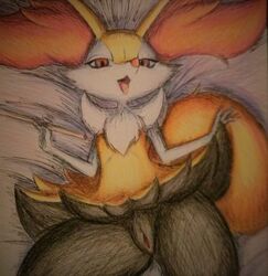 1girls 2018 big_ears black_fur braixen canine colored_pencil definisher female female_only flat_chest fox fur furry looking_at_viewer mammal nintendo no_nipples pokémon_(species) pokemon pokemon_(species) pokemon_xy pussy red_fur sketch solo stick thick_thighs vaginal_penetration video_games white_fur yellow_fur