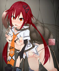 ass blush bottomless breasts bug compile_heart cross_section cum cum_in_pussy cum_in_uterus cum_inside female fingerless_gloves from_behind gloves hair_ornament hairclip idea_factory impregnation insects interspecies long_hair low_twintails male mingaru necktie neptunia_(series) nipples open_mouth orange_eyes ovum penetration penis pussy rape red_hair sex shiny shiny_hair shiny_skin size_difference tongue torn_clothes twintails uterus uzume_tennouboshi vaginal_penetration x-ray zoophilia