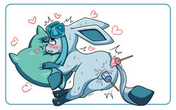 3_toes ahe_gao anal anal_sex anus ass blue_eyes blue_fur blue_nose blue_paws blush canine clenched_teeth ears_back eeveelution female feral food fucked_silly fur glaceon heart looking_pleasured mammal markings nintendo open_mouth pawpads penetration pillow pink_pawpads pokémon_(species) pokemon popsicle popsicle_in_ass popsicle_in_pussy popsicle_insertion pussy pussy_juice rear_view sd_(artist) shaking simple_background socks_(marking) solo sweat tail_aside teeth toes vaginal_penetration video_games white_background wide_eyed