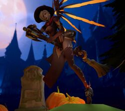 1girls 3d alternate_costume animated blizzard_entertainment blonde broom clothed_female clothed_masturbation clothing female female_masturbation female_only fully_clothed hat high_resolution junkenstein's_revenge_(map) masturbation mercy no_sound overwatch pumpkin rubbing solo thenaysayer34 video wings witch witch_hat witch_mercy