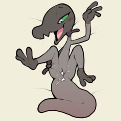 1girls 3_toes after_sex animal_genitalia anthro bed blush cloaca cum cum_in_pussy cum_inside cum_leaking feet female female_only flat_chest green_eyes grey_skin half-closed_eyes itsunknownanon legs_up nintendo no_nipples nude on_back pokémon_(species) pokemon pokemon_(species) pokemon_sm pussy salandit scalie solo spread_legs tail thin_waist tongue video_games young