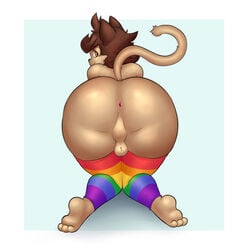 1boy 2018 3_toes absurd_res animal_ears anthro anthrofied anus ass balls big_ass big_butt brown_hair bubble_ass bubble_butt butt dat_ass eyebrows fat_ass feet felid feline felis femboy fur furaffinity gay girly hair hi_res huge_ass huge_butt humanoid_feet looking_at_viewer looking_back male male_focus male_only mammal nude original original_character presenting presenting_anus presenting_ass presenting_hindquarters rainbow_leggings ruruduu scotty scotty_(ghastlyscotty) simple_background sissy solo tail tan_fur testicles thick thick_ass thick_thighs trap wide_hips yaoi