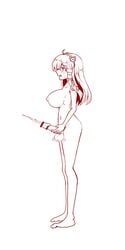 breast_expansion cum cumming dickgirl futa_only futanari growth intersex masturbation medium_breasts monochrome penis_growth side_view torikagonotori