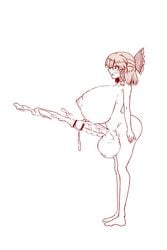 breast_expansion cum cumming dickgirl futanari growth hyper hyper_balls hyper_breasts hyper_cum hyper_penis intersex penis_growth reimu_hakurei side_view torikagonotori touhou urethral_bulge veiny_penis