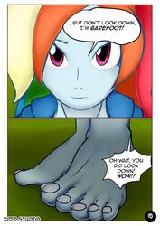 barefoot comic dialogue dirty_talk equestria_girls feet foot_fetish foot_focus my_little_pony rainbow_dash_(mlp) talking_to_viewer xptzstudios