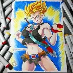 1girls aura blonde_hair dragon_ball dragon_ball_z female female_only female_saiyan female_trunks future_trunks hourglass_figure jpcortes microskirt panties photo_(medium) rule_63 saiyan skirt solo strap_between_breasts super_saiyan super_saiyan_2 sword tagme traditional_media_(artwork) trunks_briefs yellow_hair