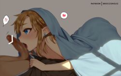 2boys androgynous bed blonde_hair blowjob_under_sheets blue_eyes blush censored dark-skinned_male dark_skin earrings erection fellatio fellatio_under_sheet femboy girly hylian licking_penis light-skinned_male link male male_only meimone oral penis surprise_fellatio the_legend_of_zelda trap under_sheets yaoi