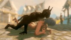 1boy 3d animated female humanoid khajiit male nord olfina_gray-mane penetration sex skyrim the_elder_scrolls white_hair