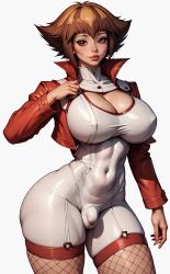 1futa ai_generated bodysuit brown_eyes brown_hair bulge fishnets futa_only futanari huge_ass huge_cock jacket jaden_yuki large_breasts looking_at_viewer multicolored_hair patreon solo thick_lips thick_thighs white_background xheceox yu-gi-oh! yu-gi-oh!_gx