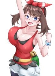 breasts brown_hair captain_rs cleavage female female_focus female_only may_(pokemon) may_(pokemon_oras) nintendo pokemon pokemon_oras