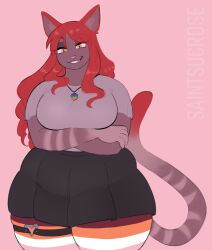 anthro big_breasts breasts cat feline female furry saintsucrose skirt tagme tail thick_thighs wide_hips