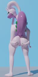 absurd_res anthro anthro_only anus ass digital_media_(artwork) exaltr female generation_6_pokemon genitals goodra hi_res looking_back mature_female nintendo nude pokemon pokemon_(species) pussy simple_background solo tail tendrils thick_thighs