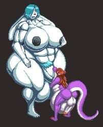 abs animated anthro balls breasts furry futa_is_bigger futa_on_male futanari intersex kalnareff kalnareff_(character) no_humans oral penis penis_size_difference pixel_art pubic_hair size_difference stomach_bulge