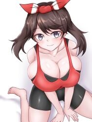 breasts brown_hair captain_rs cleavage female female_focus female_only may_(pokemon) may_(pokemon_oras) nintendo pokemon pokemon_oras