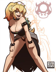 artist_name bent_over big_breasts black_panties bowsette bracelet breasts cleavage clothing crown dress female female_only genderswap hair horn inkershike koopa legs long_hair looking_at_viewer mario_(series) new_super_mario_bros._u_deluxe nintendo open_mouth panties pose posing red_eyes rule_63 shell solo spiked_bracelet spiked_shell super_crown tail thighs video_games watermark