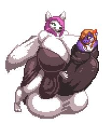 animal_ears animated anthro balls breasts cock_vore fur furry futa_urethral_insertion futanari hyper_balls hyper_breasts hyper_penis intersex kalnareff kalnareff_(character) penis penis_vore pixel_art tail urethral_insertion urethral_vore vore white_fur