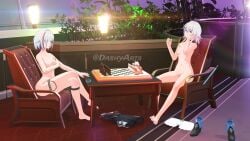 2girls chess competition dashyarts honkai:_star_rail march_7th_(honkai:_star_rail) multiple_girls nude topaz_(honkai:_star_rail)