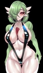 1girls 2024 almost_nude areolae areolae_peeking areolae_visible_through_clothing barely_clothed big_breasts bikini black_background black_bikini black_sling_bikini blush breasts cameltoe chest_spike cleavage eyelashes female female_focus female_only game_freak gardevoir green_hair hair_over_one_eye lips looking_at_viewer navel nintendo nipple_bulge nipples_visible_through_clothing pinup pokemon pokemon_(species) pokemon_rse red_eyes short_hair sideboob sling_bikini smile solo solo_female solo_focus thick_thighs thigh_gap thighs white_skin zwei_(artist)