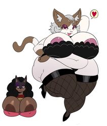 2girls angry anthro armpits big_breasts black_hair bra breasts canine chubby feline female furry furry_only huge_ass huge_breasts laverne_(sssonic2) old_woman ophelia_(sssonic2) sssonic2 thick_thighs thighhighs thighs