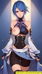 ai_generated ai_sluts aqua_(kingdom_hearts) breasts_out kingdom_hearts sole_female