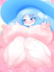 absurd_res areola big_breasts biped breasts eyelashes female generation_8_pokemon genitals hatterene hi_res huge_breasts nintendo nipples no_humans omenyanozero open_mouth open_smile pink_areola pink_nipples pokemon pokemon_(species) pussy smile solo thick_thighs