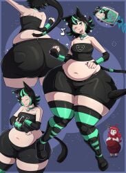 1girls belly bottom_heavy cat_tail catgirl female fila_(veryfilthything) multiple_views nyan_cat pepper_(veryfilthything) thick_thighs wide_hips