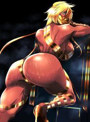 1girls 2024 almost_naked armpits ass ass_focus barely_clothed big_ass big_breasts black_background black_tape_project bleach blonde_hair breasts bubble_butt chair dark-skinned_female dark_skin female female_focus female_only gold_heels gold_mask green_eyes heels hi_res leaning_on_object looking_at_viewer looking_back mask masked masked_female mature mature_female muscular muscular_female shiny_skin short_hair solo solo_female solo_focus soyuzu steam steaming_body sweat thick_thighs thighs tia_harribel toned toned_female