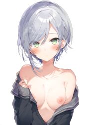 1girls ai_generated areola areolae blush blush breasts breasts breasts breasts_out clothed clothing completely_naked completely_naked_female completely_nude completely_nude_female female female_focus female_only functionally_nude functionally_nude_female gray_hair green_eyes high_resolution highres hinomori_shiho looking_at_viewer medium_breasts naked nipples partially_clothed partially_clothed_female partially_nude partially_undressed pov project_sekai school schoolgirl simple_background solo solo_female solo_focus tits_out uncensored undressing uniform waist_up white_background