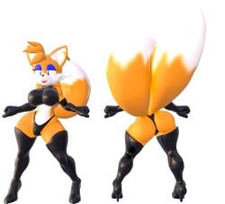 3d animated ass breasts bulge dancing furry futa_focus futanari high_heel_boots high_heels lipstick makeup rule_63 shocking_(artist) sonic_(series) tails tails_the_fox thigh_boots