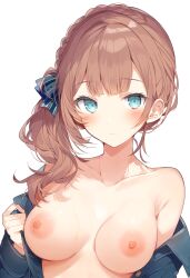 1girls ai_generated areola areolae big_breasts blue_eyes blush blush breasts breasts breasts breasts_out clothed clothing completely_naked completely_naked_female completely_nude completely_nude_female exposed_breasts exposed_shoulders female female_focus female_only high_resolution highres light_brown_hair looking_at_viewer mochizuki_honami naked partially_clothed partially_clothed_female partially_nude partially_undressed pov project_sekai simple_background solo solo_female solo_focus tits_out uncensored undressing waist_up white_background