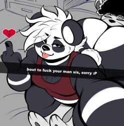 2boys anthro ass ass_smothering big_ass bottomless bubble_butt caption chubby_femboy clothing facesitting fat_ass femboy gay huge_ass large_ass looking_at_viewer male male_only nathanatwar original panda sake_(whateverdoes) selfie sitting sitting_on_face sitting_on_person smothering smothering_ass thick_ass thick_thighs ursid whateverdoes wide_hips yaoi