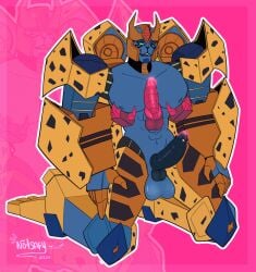 1boy abs beast_wars big_balls big_penis catboy cheetah cheetor cybertronian gay kneeling male/male not_safy pecjob pecs penis precum robot transformers