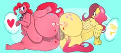 2girls anal_kiss anus ass big_butt butt equine female feral fluttershy_(mlp) friendship_is_magic fur furry hair heart hooves horse mammal musk my_little_pony ota_(artist) overweight pink_hair pinkie_pie_(mlp) plump_labia ponut_kiss pony puffy_anus pussy slightly_chubby sweat wings yuri