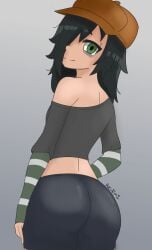 ass_focus azureemmi_(artist) bike_shorts fingerless_gloves kuroki_tomoko latex spats watashi_ga_motenai_no_wa_dou_kangaetemo_omaera_ga_warui!