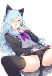 1girls ai_generated blue_eyes blush breasts cat_ears cat_tail catgirl clothed clothing cum cumshot female female_focus female_only fingering fingering_pussy fingering_self fingering_under_clothes functionally_nude functionally_nude_female high_resolution highres hinomori_shizuku light_blue_hair masturbating masturbation naked panties partially_clothed partially_clothed_female partially_nude partially_undressed pov project_sekai pussy pussy_ejaculation pussy_juice pussy_juice_drip school school_uniform schoolgirl solo solo_female solo_focus squirting thighs uncensored underwear uniform wet wet_pussy