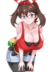 breasts brown_hair captain_rs cleavage female female_focus female_only may_(pokemon) may_(pokemon_oras) nintendo pokemon pokemon_oras