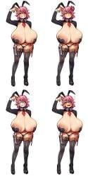 big_breasts bunnysuit character_request coffeelove68 heart_pasties high_heels massive_breasts pant pasties revealing_clothes thong tie tool_belt top_heavy