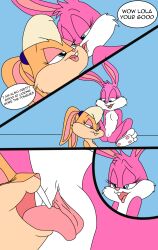 1boy 2girls babs_bunny comic comic_page lesbian_sex lola_bunny looney_tunes sex threesome tiny_toon_adventures vagina_licking warner_brothers