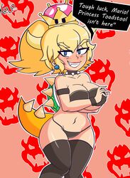 2d artist_name bowsette breasts female female_only genderswap krozznsfw krup legs light-skinned_female light_skin mario_(series) new_super_mario_bros._u_deluxe nintendo pale-skinned_female pale_skin solo video_games watermark